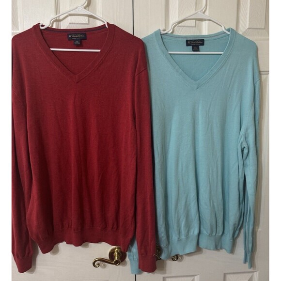 2* EUC Brooks Brothers Jumper Mens XXL Supima Cotton V Neck Knit Golf Club Lot - Picture 1 of 4
